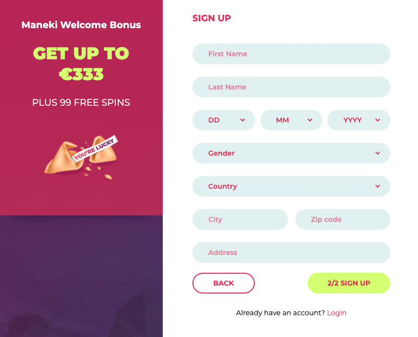 online maneki casino regisztráció maneki kaszino regisztráció